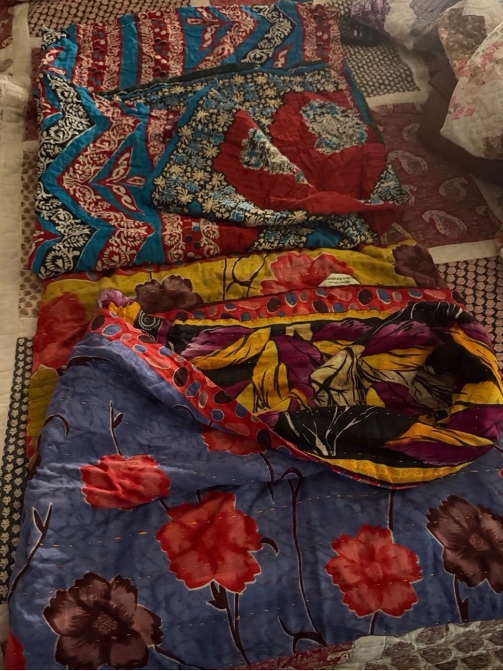 Handmade Vibrant Kantha Floral Patchwork QuiltThow- Multicolor💯 Cotton